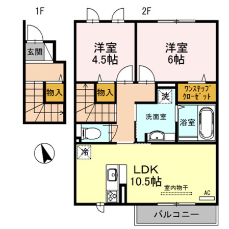 住道駅 徒歩24分 2階の物件間取画像